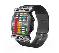 TVG Men's Military Watches,Sports Waterproof Watch with Creative Binary RGB Led Light Display,Stainless Steel Waterproof Watches, Black, Nurse Watch