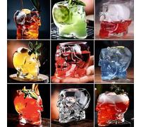 TVIAOH 6 pcs Skull Shot Glass 80ml/ 2.8 oz, for Whiskey, Vodka, and Cocktail, Clear Glasses Novelty Skull Face Liquor Shooter Mini Glasses, Decorative Halloween Drinkware - 2.8 oz, Set of 6