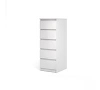 Tvilum Esla High Gloss White 5 Drawer Chest Of Drawers (H)1100mm (W)400mm (D)500mm