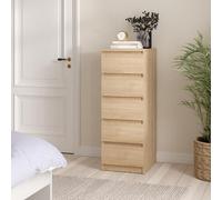 Tvilum Esla Matt Jackson Hickory 5 Drawer Tall Chest (H)1113mm (W)404mm (D)500mm