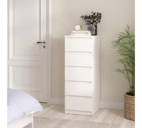 Tvilum Esla Matt White 5 Drawer Tall Chest (H)1113mm (W)404mm (D)500mm