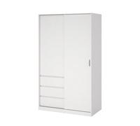 Tvilum Esla Scandinavian Matt White 3 Drawer Double Sliding Door Wardrobe (H)2004mm (W)1185mm (D)600mm