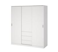 Tvilum Esla Scandinavian Matt White 3 Drawer Large Triple Sliding Door Wardrobe (H)2004mm (W)1770mm (D)600mm