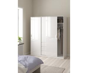 Tvilum Naia 3 Door 3 Drawer Wardrobe - White Gloss