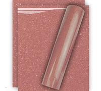 Tvinyl Warehouse Glitter HTV Heat Transfer Vinyl for T-Shirt 12" X 10" Easy to Weed and Iron on, Guaranteed Size (3 Sheets, Rose Gold)