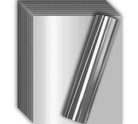 Tvinyl Warehouse Silver Foil HTV Heat Transfer Vinyl for Tshirt and Apparel 12" X 10"(Pack of 10), Easy to Weed and Iron on, Guaranteed Size