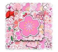 TVIVID 50pcs Cute Japanese Cherry Blossoms Graffiti Stickers Sakura Flower Decals Toy Scrapbook Water Bottle Laptop Sticker