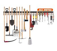 TVKB 68'' All Metal Garden Tool Organizer Adjustable Garage Tool Organizer Wall Mount Garage Organizers and Storage with Heavy Duty Hooks Tool Hangers for Garage Wall, Shed, Garden