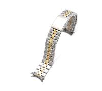 TVKSIPAR 17mm 19mm Stainless Steel Bracelet Bands Vintage Curved End Replacement Strap Fits For Tudor Fit For TUDO Series Watches(2 Tone Gold,19mm)