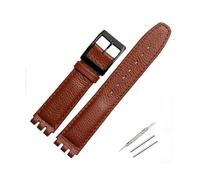 TVKSIPAR 17mm Leather Strap Fit For Swatch Lychee Leather Watch Band Men Women Replacement Bracelet Accessories Band Metal Buckle