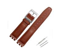 TVKSIPAR 17mm Leather Strap Fit For Swatch Lychee Leather Watch Band Men Women Replacement Bracelet Accessories Band Metal Buckle