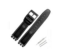 TVKSIPAR 17mm Leather Strap Fit For Swatch Lychee Leather Watch Band Men Women Replacement Bracelet Accessories Band Metal Buckle