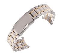 TVKSIPAR 18mm 19mm 20mm 21mm 22mm 24mm Stainless Steel Solid Curved End Watch Strap Folding Watch Buckle For Universal Watch Bracelet(Silver Gold,20mm)