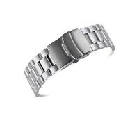 TVKSIPAR 18mm 20mm 22mm 24mm Stainless Steel Curved End Watch Band Men Women Metal Solid Double Lock Buckle Strap Bracelet Accessories(Silver,24mm)