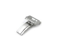 TVKSIPAR 18mm Stainless Steel Folding Clasp Fit For IWC Fit For Pilot Mark Portuguese Fit For PORTOFINO Little Prince Rubber Leather Strap Deployment Buckle(Silver)
