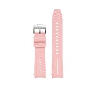 TVKSIPAR 20mm Curved End Fit For Omega X Fit For Swatch Fit For Joint MoonSwatch Planet Watch Strap Fit For Seamaster 300 Rolex Watchband Rubber Wristband Bracelet(Pink-white)