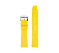 TVKSIPAR 20mm Curved End Fit For Omega X Fit For Swatch Fit For Joint MoonSwatch Planet Watch Strap Fit For Seamaster 300 Rolex Watchband Rubber Wristband Bracelet(Yellow-white)