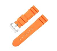 TVKSIPAR 22mm 24mm 26mm Silicone Strap Fit For Panerai Rubber Waterproof Band Fit For SUBMERSIBLE Fit For PAM441/351/111 Bracelet Soft Sport Wristband(Orange-Silver,24mm)