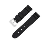 TVKSIPAR 22mm 24mm 26mm Silicone Strap Fit For Panerai Rubber Waterproof Band Fit For SUBMERSIBLE Fit For PAM441/351/111 Bracelet Soft Sport Wristband(Black-Silver,24mm)