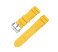 TVKSIPAR 22mm 24mm 26mm Silicone Strap Fit For Panerai Rubber Waterproof Band Fit For SUBMERSIBLE Fit For PAM441/351/111 Bracelet Soft Sport Wristband(Yellow-Silver,24mm)