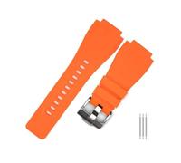 TVKSIPAR 22mm 24mm Rubber Watch Strap Stainless Steel Buckle Fit For Bell & Fit For Ross Fit For BR 03-92 Diver Saturn Specific Interface Watch Accessories(Orange-S,24mm)