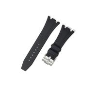 TVKSIPAR 27mm 28mm 30mm Rubber Silicone Watch Strap Fit For AP Fit For Royal Fit For Oak Offshore Series Watch Band Women Men's Bracelet Soft Wristband(Black-silver,27mm)