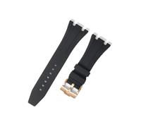 TVKSIPAR 27mm 28mm 30mm Rubber Silicone Watch Strap Fit For AP Fit For Royal For Oak Offshore Series Watch Band Women Men's Bracelet Soft Wristband(Black-rose gold,28mm)