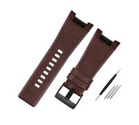 TVKSIPAR Fit For Diesel DZ1216 DZ1273 DZ4246 DZ4247DZ287 Leather Watch Strap Bracelet 32mm Notched Mens Watchband Wristwatches Band(A Brown-black)