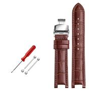 TVKSIPAR Leather Watch Strap Fit For GC Watches Band 22 * 13mm 20 * 11mm Notched Watchband Genuine Leather Blue Wristwatches Belt(Brown hook buckle,22-13 gold)