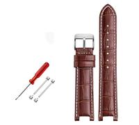 TVKSIPAR Leather Watch Strap Fit For GC Watches Band 22 * 13mm 20 * 11mm Notched Watchband Genuine Leather Blue Wristwatches Belt(Brown white pin,20-11 silver)