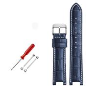TVKSIPAR Leather Watch Strap Fit For GC Watches Band 22 * 13mm 20 * 11mm Notched Watchband Genuine Leather Blue Wristwatches Belt(Blue white pin,22-13 rose)