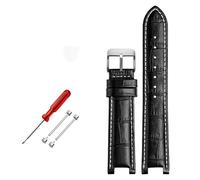 TVKSIPAR Leather Watch Strap Fit For GC Watches Band 22 * 13mm 20 * 11mm Notched Watchband Genuine Leather Blue Wristwatches Belt(Black white pin,20-11 gold)