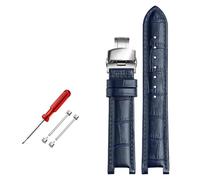 TVKSIPAR Leather Watch Strap Fit For GC Watches Band 22 * 13mm 20 * 11mm Notched Watchband Genuine Leather Blue Wristwatches Belt(Blue hook buckle,22-13 silver)