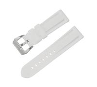 TVKSIPAR Rubber Watch Band 20mm 22mm 24mm 26mm Strap Fit For Panerai Bracelet Universal Replacement Wristband Men Belt Sport Silicone Straps(White-Silver,24mm)