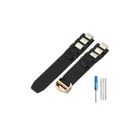 TVKSIPAR Silica Gel Watch Strap With Black And White Convex 20 * 10 Mm Waterproof Watch Strap Fit For Cartier Watch Band(Black-Rose-Z4)