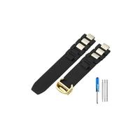TVKSIPAR Silica Gel Watch Strap With Black And White Convex 20 * 10 Mm Waterproof Watch Strap Fit For Cartier Watch Band(Black-Golden-Z4)