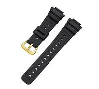 TVKSIPAR Silicone Strap 16mm Band Fit For Casio GW M5610 Fit For DW 5600 6900 9052 Rubber PU Waterproof Wristband Sport Universal Bracelet(Gold Buckle)