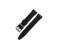 TVKSIPAR Silicone Watch Strap Fit For Swatch Waterproof Sweat-Proof Soft Comfortable Multi-Color Rubber Men's Women's Watchband 17mm 19mm(Black,17mm)