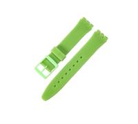 TVKSIPAR Silicone Watch Strap Fit For Swatch Waterproof Sweat-Proof Soft Comfortable Multi-Color Rubber Men's Women's Watchband 17mm 19mm(Green,17mm)