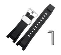 TVKSIPAR Soft Rubber Watchband Replacement Fit For Casio Fit For G-SHOCK GST-B100/S300/410/210/W110/W100/S110/S100 Silicone Band Men Strap 26 * 14mm(Black-silver B)