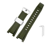 TVKSIPAR Soft Rubber Watchband Replacement Fit For Casio Fit For G-SHOCK GST-B100/S300/410/210/W110/W100/S110/S100 Silicone Band Men Strap 26 * 14mm(Army green-silver B)