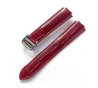 TVKSIPAR Suitable For Cartier Blue Balloon Convex Interface Folding Buckle 14mm 16mm 18mm 20mm 22mm Leather Watch Strap Accessories(Red silver buckle,14x8mm)