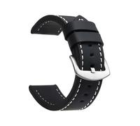 TVKSIPAR Watch Band Strap Sport Vintage Leather Watchband Stainless Steel Buckle Watch Accessories 18mm 20mm 22mm 24mm(Black White Silver)