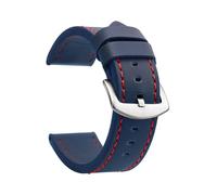 TVKSIPAR Watch Band Strap Sport Vintage Leather Watchband Stainless Steel Buckle Watch Accessories 18mm 20mm 22mm 24mm(Blue Red Silver)
