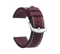 TVKSIPAR Watch Band Strap Sport Vintage Leather Watchband Stainless Steel Buckle Watch Accessories 18mm 20mm 22mm 24mm(Bronze White Silver)