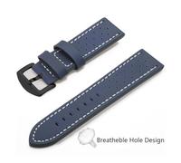 TVKSIPAR Watch Band Strap Sport Vintage Leather Watchband Stainless Steel Buckle Watch Accessories 18mm 20mm 22mm 24mm(Blue Black H)