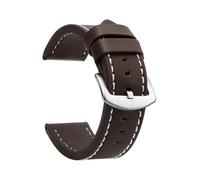 TVKSIPAR Watch Band Strap Sport Vintage Leather Watchband Stainless Steel Buckle Watch Accessories 18mm 20mm 22mm 24mm(Dark Brown White S)