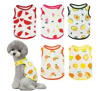 TVMALL 5 Pieces Dog Shirts Pet Dad mom T-Shirt Fruit Printed Cute Breathable Puppy Sweatshirt Summer Soft Vest Clothes fashion Apparel Beach Wear for Small Dog and Cat, Large