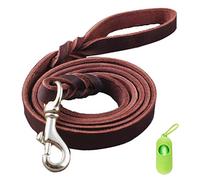 TVMALL Dog Leash for Large/Medium/Small Dogs Braided Genuine Leather Behavior Training Leads Rope 0.5 Inch Wide By 6.9/5.2/4ft Long Brown, for Outdoor Adventure, Hiking, Camping, Walking