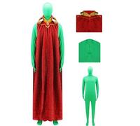 Tvnxdgl Martian Costume Mens Green Alien Cosplay Bodysuit with Cloak Full Body Greenman Suit for Adult Halloween Fancy Dress L